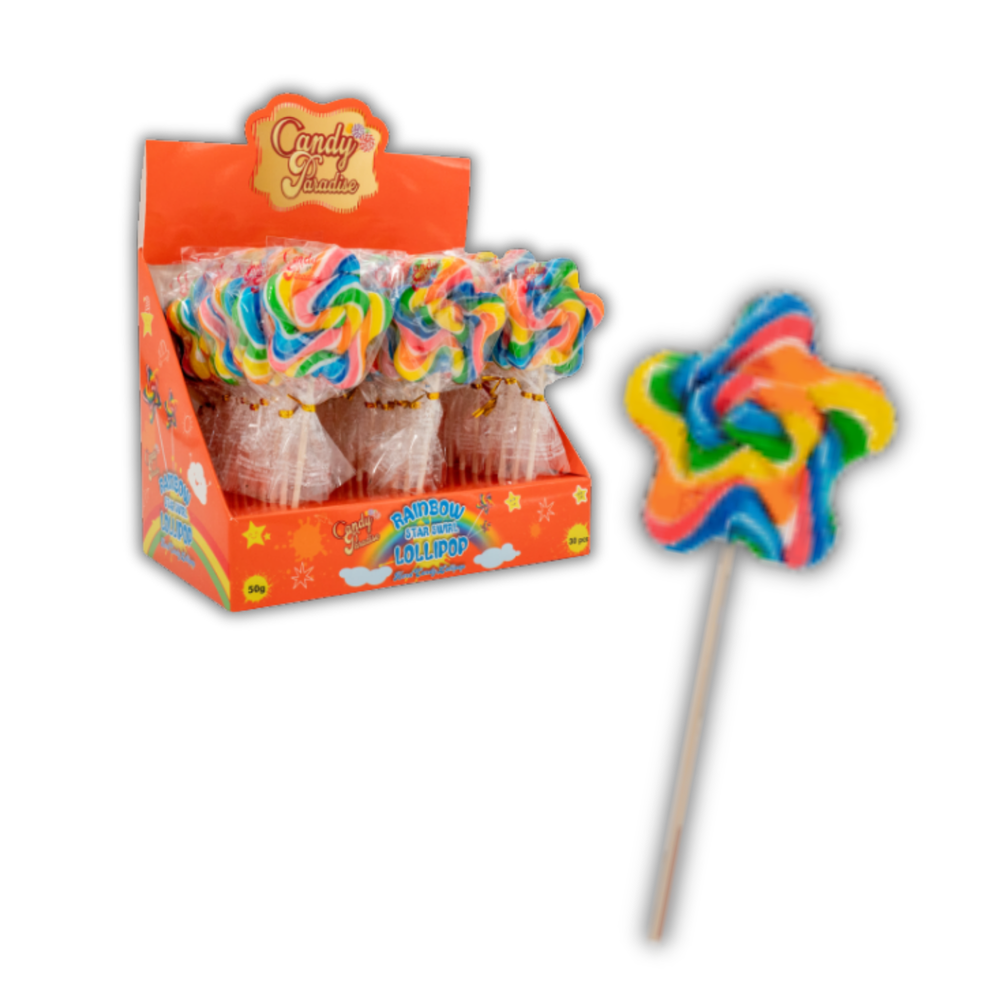 Rainbow Star Swirl Lollipop