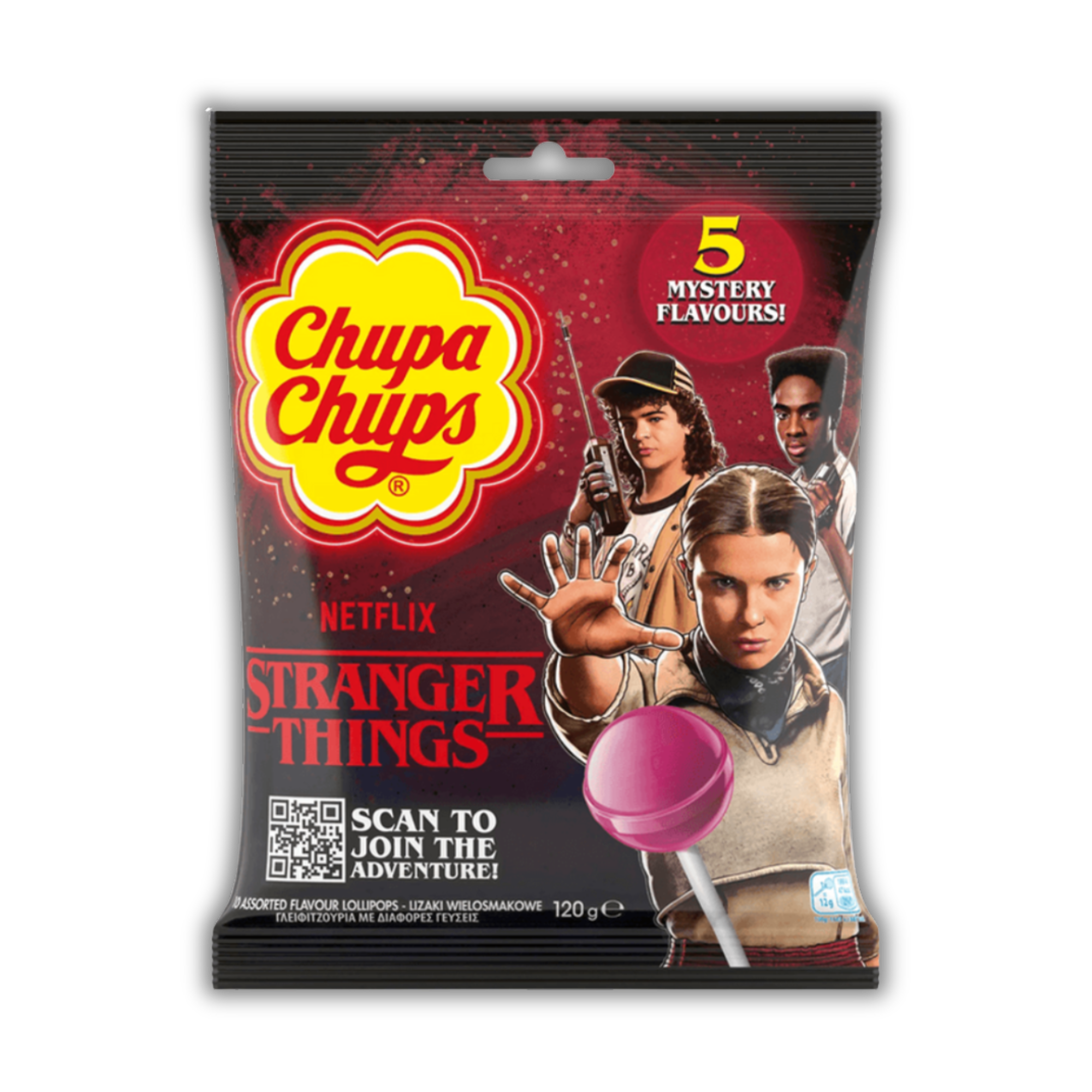 Chupa Chups Stranger Things 5 Flavours Lollipops Bag
