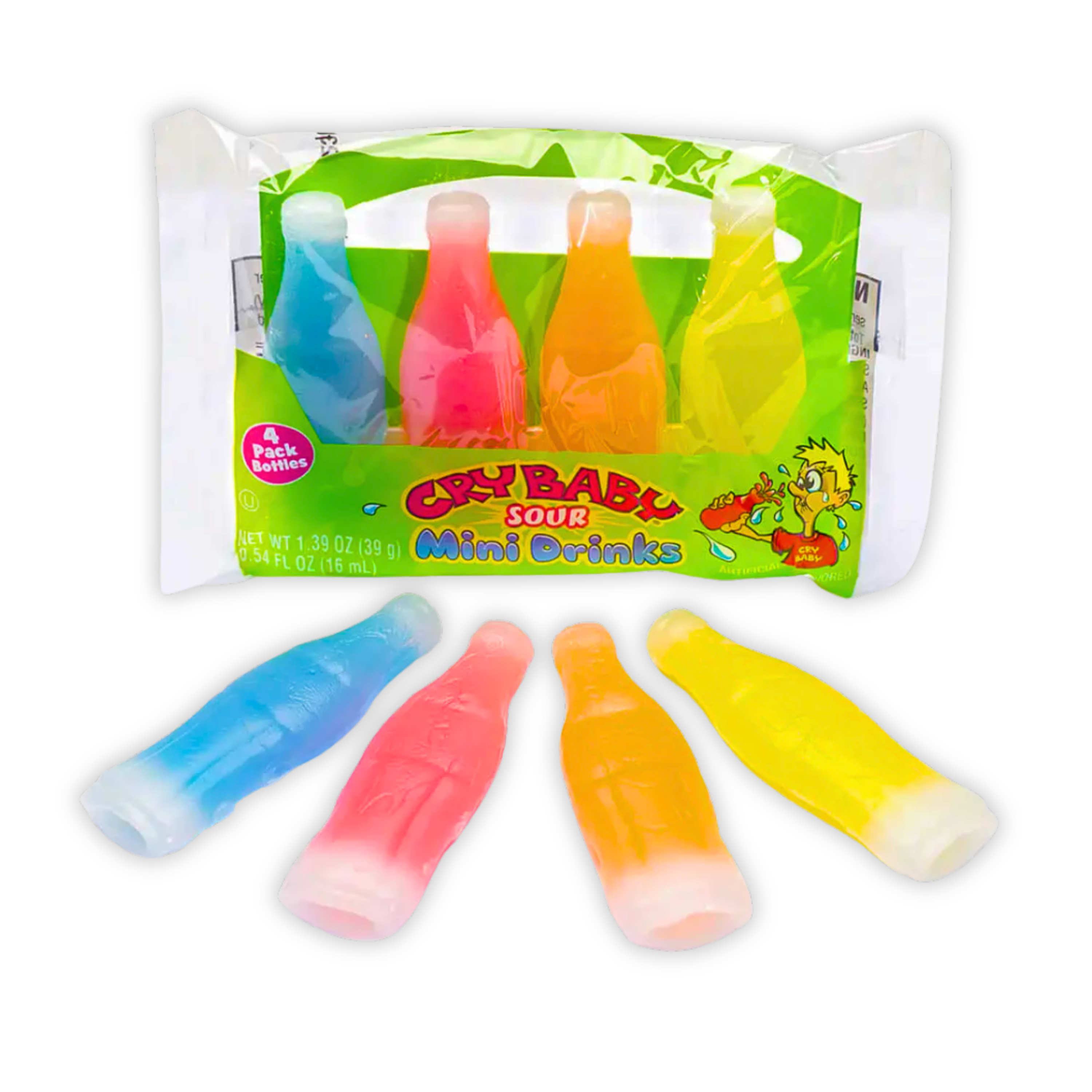 Cry Baby Sour Mini Drink Wax Bottles - 4 pack