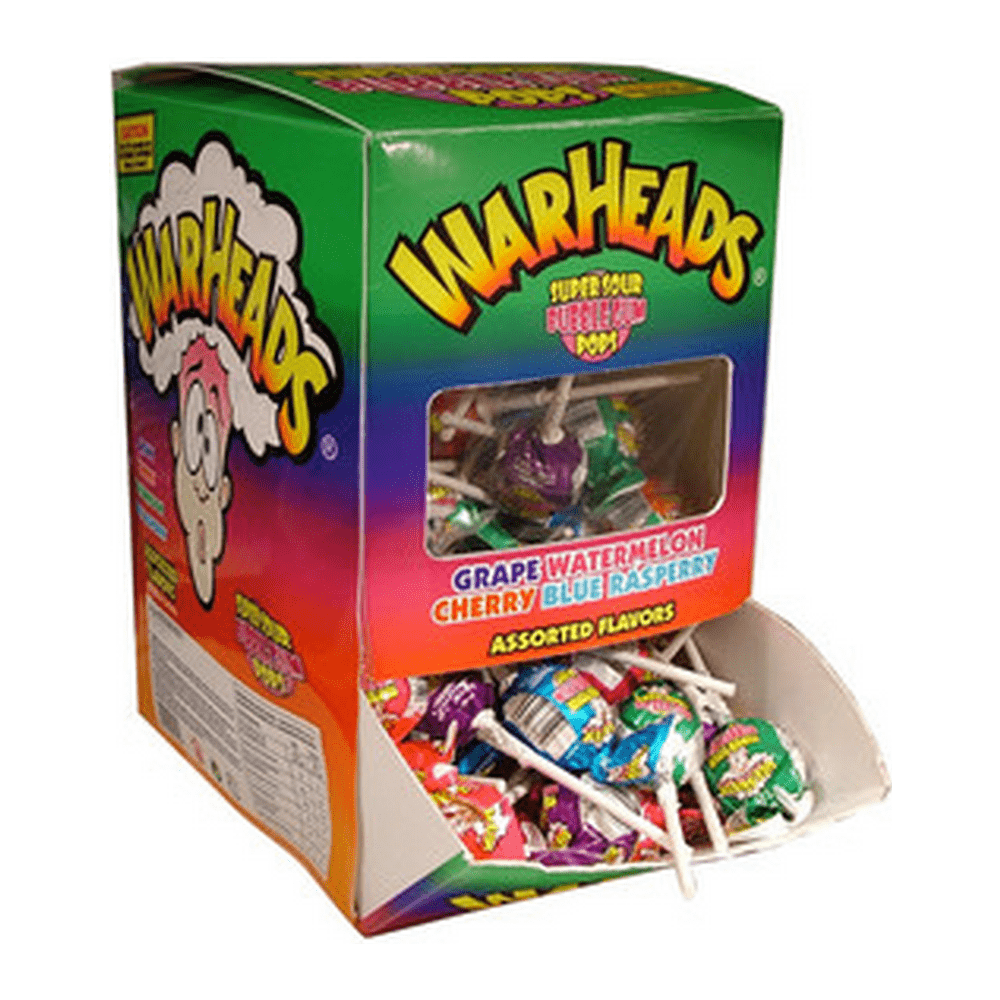 Warheads Super Sour Bubblegum Pops 4 Pack